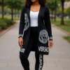 Ensemble Femme Chic « VERSACE » – Veste Longue et Legging Noir – Image 3