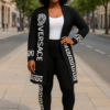 Ensemble Femme Chic « VERSACE » – Veste Longue et Legging Noir – Image 2